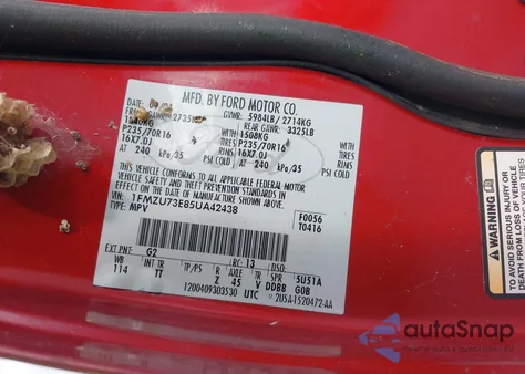 2005 Ford Explorer Xlt/Xlt Sport из США, поврежденный, VIN 1FMZU73E85UA42438